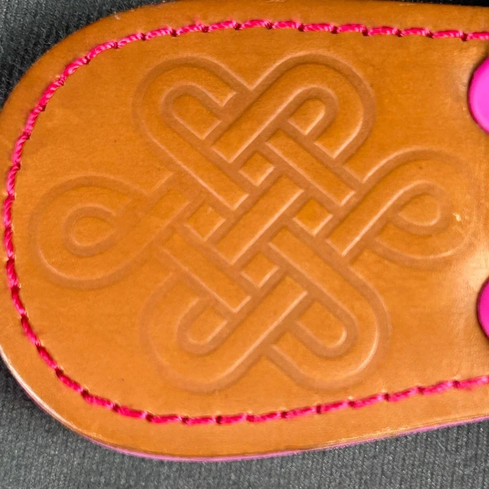 Diane von Furstenberg Hot Pink Love Knot Leather Jelly Thong Flip Flop Sandals 6